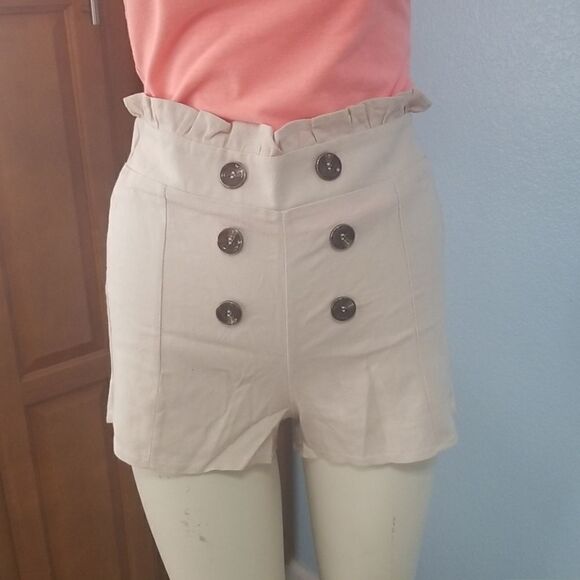 Heart & Hips Double Button Paper Bag Shorts - Picture 3 of 8